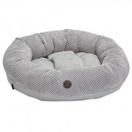 Harley & Cho BAGEL SILVER лежак для собак та кішок овальний, вельвет, світло-сірий