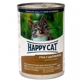 Happy Cat (Хэппи Кет) DOSE DUCK & CHICKEN GELEE влажный корм для кошек кусочки в желе УТКА И ЦЫПЛЕНОК