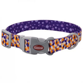 Coastal (Костал) Sublime ошейник для собак, ОРАНЖЕВЫЕ КУБИКИ, ФИОЛЕТОВЫЕ КАПЛИ