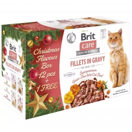 Brit Care Cat Fillets in Gravy Adult рождественский набор влажного корма для котов (4 вида) филе в соусе