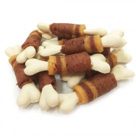 Селянські Смаколики Ласощі для собак КАЛЬЦІЄВІ КІСТОЧКИ З КАЧКОЮ ТА КУРКОЮ