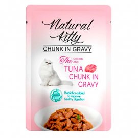 Natural Kitty Chunk in Gravy Chicken & Tuna влажный корм для кошек, кусочки в соусе, КУРИЦА, ТУНЕЦ И КУРИНАЯ ПЕЧЕНЬ