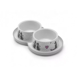 Moderna Trendy Dinner Cats in love Миска пластикова подвійна для котів