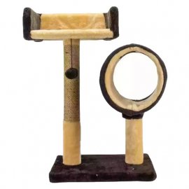 Пухнастики кігтеточка з диваном та тунелем для кішок шоколад з бежевим