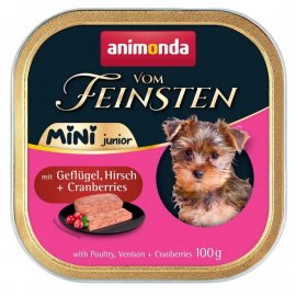 Animonda Vom Feinsten Mini Junior Poultry, Venison & Cranberries вологий корм для цуценят дрібних порід ПТИЦЯ, ОЛЕНИНА та ЖУРАВЛИНА