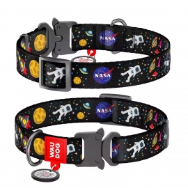 Collar WAUDOG Nylon ошейник c QR паспортом, металлический фастекс, NASA