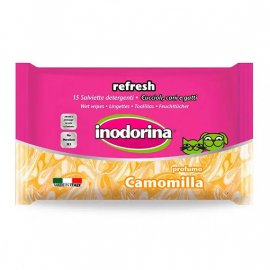 Inodorina Refresh Camomilla салфетки для ухода за ушами и глазами кошек и собак с ароматом ромашки