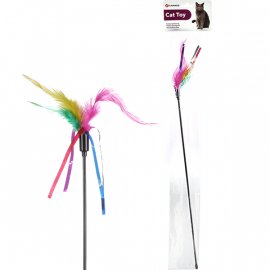 Flamingo TEASER FEATHERS іграшка для кішок, дражнилка з кольоровим пір'ям