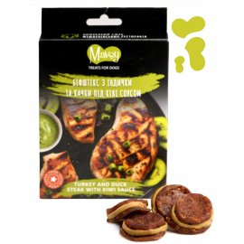 Mavsy Refined Jerky Turkey and Duck Steak & Kiwi Sauce ласощі для собак від 3 місяців БІФШТЕКС З ІНДИЧКИ та КАЧКИ З СОУСОМ КІВІ