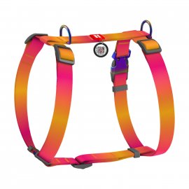 Collar WAUDOG Nylon Recycled градиент, шлея анатомическая H-образная с QR-паспортом для собак, оранжевый