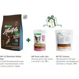 Natures Protection Lifestyle GRAIN FREE WHITE FISH STERILISED беззерновой корм для стерилизованных взрослых кошек БЕЛАЯ РЫБА