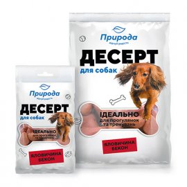 Природа ПЕЧЕНЬЕ-ДЕСЕРТ ГОВЯДИНА И БЕКОН, натуральное лакомство для собак