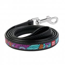 Collar WAUDOG ЛЕТО кожаный поводок для собак, черный
