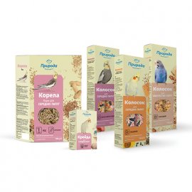 Природа Набір для середніх папуг (корм + ласощі + мінеральний камінь)