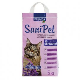 Природа SANIPET (САНИПЕТ БЕНТОНИТОВЫЙ СРЕДНИЙ) наполнитель для туалета котов ЛАВАНДА