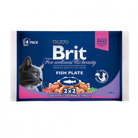 Brit Premium Cat Fish Plate Gravy консерви для котів, набір 2 смаки асорті шматочки в соусі