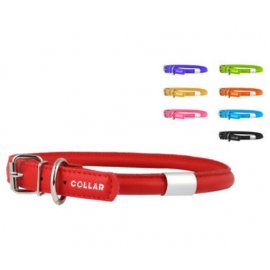 Collar Glamour Кожаный ошейник круглый с адресником