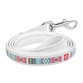 Collar WAUDOG ЭТНО кожаный поводок для собак, белый