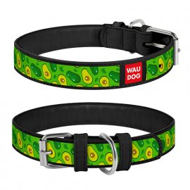 Collar WAUDOG АВОКАДО кожаный ошейник для собак, черный