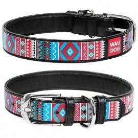 Collar WAUDOG ЭТНО кожаный ошейник для собак, черный