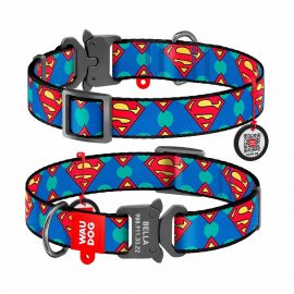 Collar WAUDOG Nylon ошейник c QR паспортом, пластиковый фастекс, СУПЕРМЕН ЛОГО