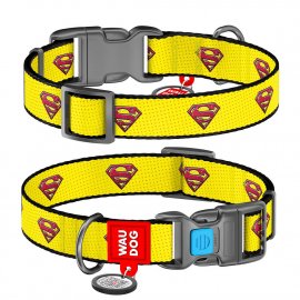 Collar WAUDOG Nylon ошейник c QR паспортом, пластиковый фастекс, СУПЕРМЕН 2