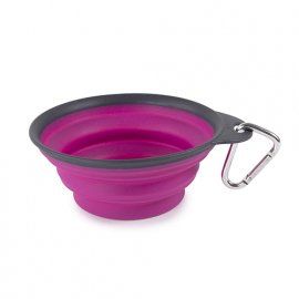 DEXAS Collapsible Travel Cup - Миска складная дорожная с карабином для собак и кошек, пурпурный