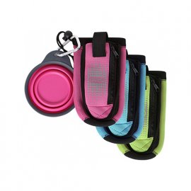 Dexas BOTTLEPOCKET WITH TRAVEL CUP сумка со складной миской для воды и аксессуаров, голубой