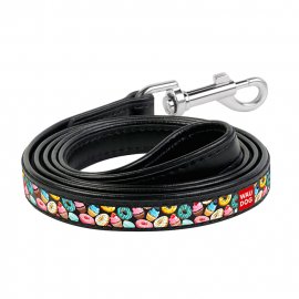 Collar WAUDOG ПОНЧИКИ кожаный поводок для собак, черный