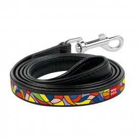 Collar WAUDOG ВИТРАЖ кожаный поводок для собак, черный