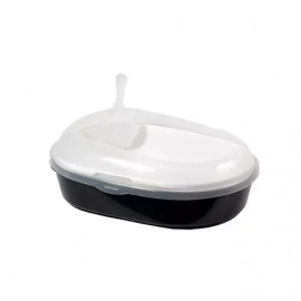 Triol (Триол) ОВАЛЬНЫЙ С ПРОЗРАЧНЫМ БОРТОМ СОВОК И СЕТКА туалет для кошек