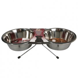 Flamingo DINNER SET миски на підставці для собак, нержавіюча сталь