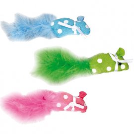 Flamingo POLKA MOUSE игрушка для кошек, мышка с пером и кошачьей мятой