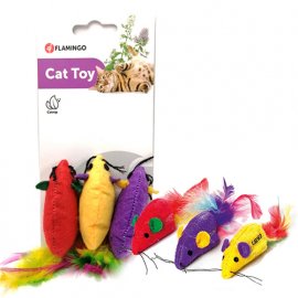 Flamingo SUPERMOUSE миша з пір'ям та котячою м'ятою, іграшка для котів, 3 шт