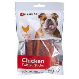 Flamingo TWISTED STICK лакомство для собак, куриные палочки крученные