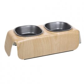 Hagen Catit - Подвійна металева миска для кішок, з обробкою під дерево ВИСОКА