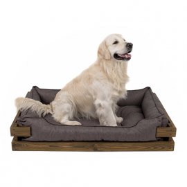 Harley & Cho DREAMER WOOD лежак с каркасом из натурального дерева (рогожка)