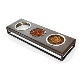 Harley & Cho Lunch Bar Brown Wood + Black миски на підставці 3 шт