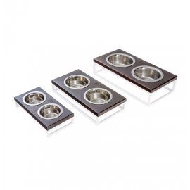 Harley & Cho Lunch Bar Brown Wood + White миски на підставці