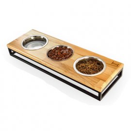 Harley & Cho Lunch Bar Natural Wood + Black миски на підставці 3 шт