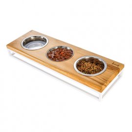 Harley & Cho Lunch Bar Natural Wood + White миски на підставці 3 шт