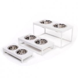 Harley & Cho Lunch Bar White Wood + White миски на підставці