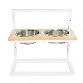 Harley & Cho Lift Natural Wood + White миски на подставке с регулируемой высотой