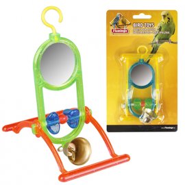 Flamingo (Фламинго) MIRROR+BELL Игрушка для попугаев зеркало с колокольчиком и жердочкой