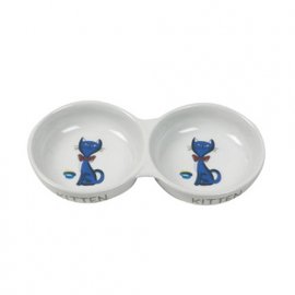Flamingo PORCELAIN DOUBLE подвійна миска для кішок з малюнком, кераміка