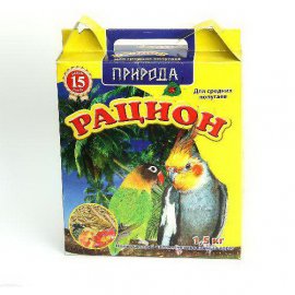 Рацион - Корм для средних попугаев, 1,5 кг