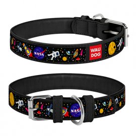 Collar WAUDOG NASA кожаный ошейник для собак, черный