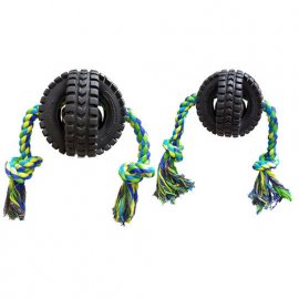 Pet Qwerks (Пэт Кверкс) ВЕСЕЛЫЙ ЗВОН МЯЧИК-КОЛЕСО С ВЕРЕВКОЙ игрушка для собак