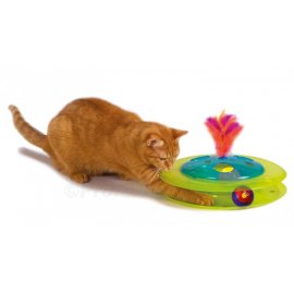 PETSTAGES Sights&Sounds Birdie Chase - Музичний Трек з м'ячиком та пташкою - іграшка для кішок, діаметр 31 см