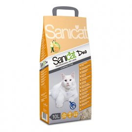 Sanicat (Саникет) Clumping Duo - комкующийся наполнитель для кошачьих туалетов АРОМАТ ВАНИЛИ И МАНДАРИНА